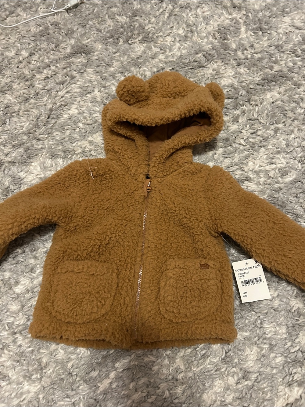 7 For All Mankind Kids Brown Teddy Hoodie Jacket with Ears
